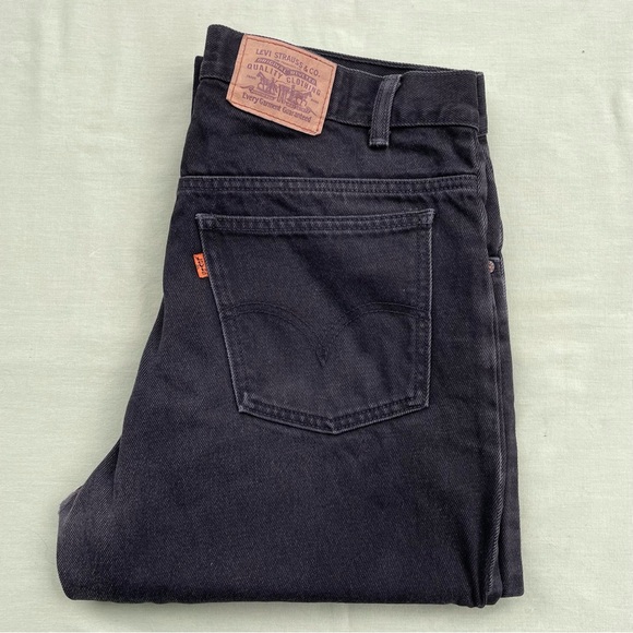 Levi’s black denim orange tab jeans - size 34 x 32 - Picture 2 of 6
